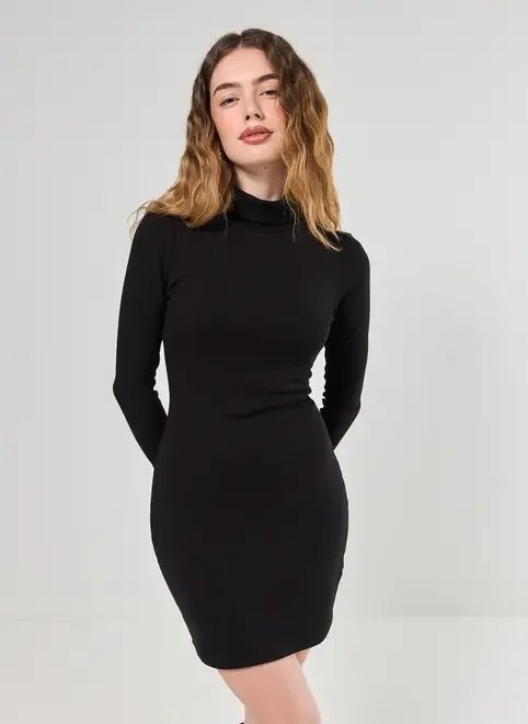 vestido manga longa com golinha vestido manga longa com golinha