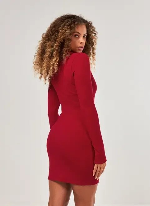 vestido manga longa com golinha vestido manga longa com golinha