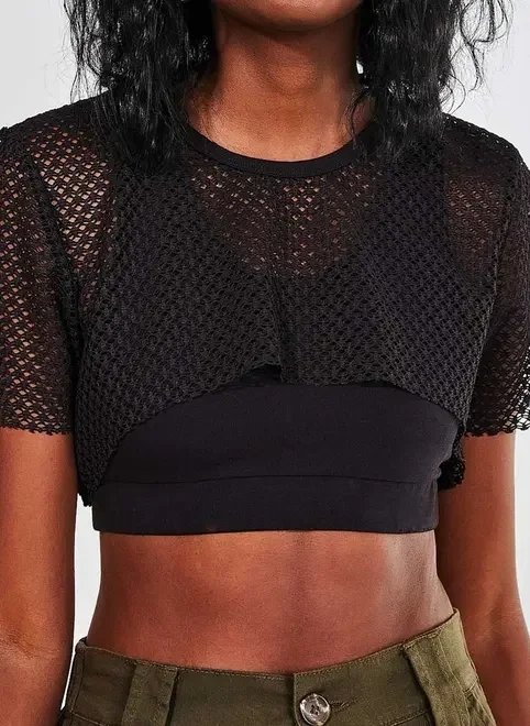 blusa cropped de lurex brilhosa blusa cropped de lurex brilhosa