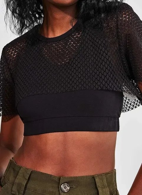 blusa cropped de lurex brilhosa blusa cropped de lurex brilhosa