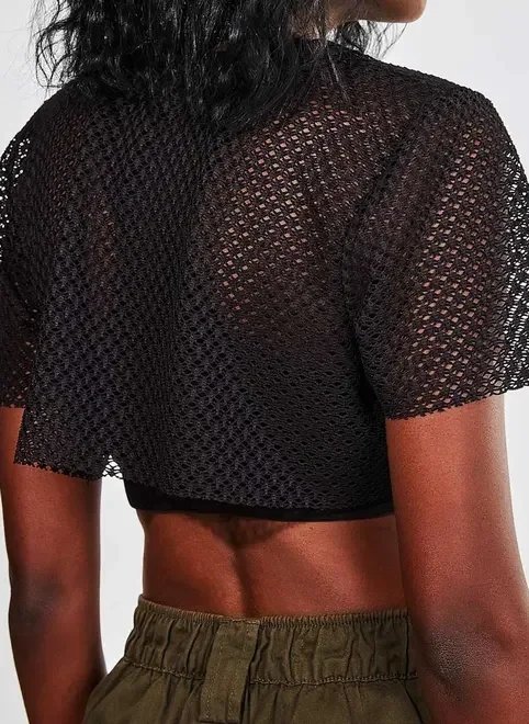 blusa cropped de lurex brilhosa blusa cropped de lurex brilhosa