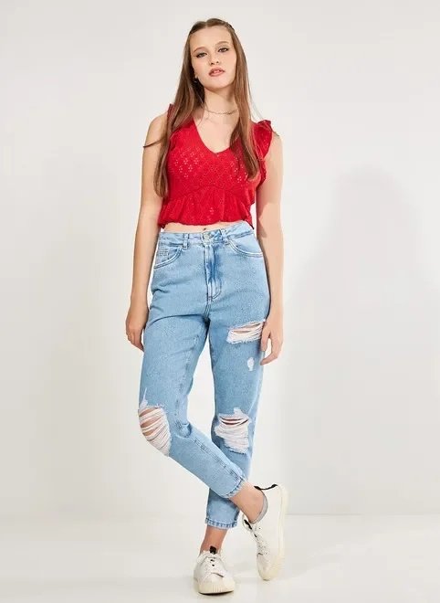 blusa de laise com babados vermelha blusa de laise com babados vermelha