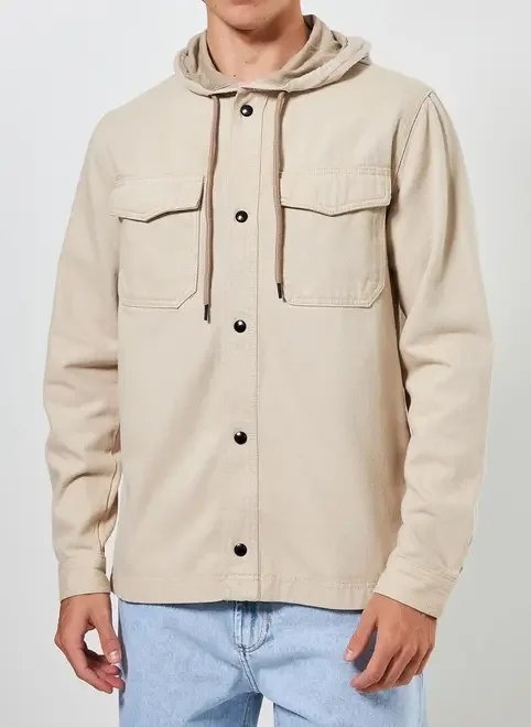 jaqueta de sarja clara com capuz jaqueta de sarja clara com capuz