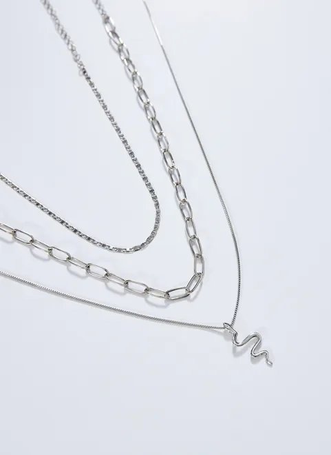 kit colares prateados pingente de cobra kit colares prateados pingente de cobra