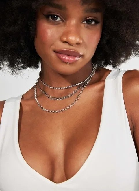 kit colares com correntes e strass kit colares com correntes e strass