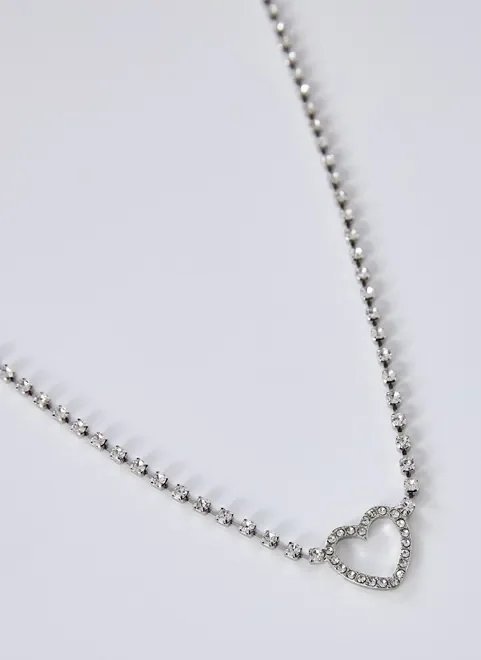 colar choker de strass coração colar choker de strass coração