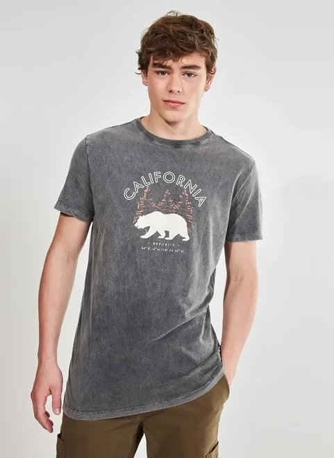 camiseta manga curta marmorizada urso california camiseta manga curta marmorizada urso california