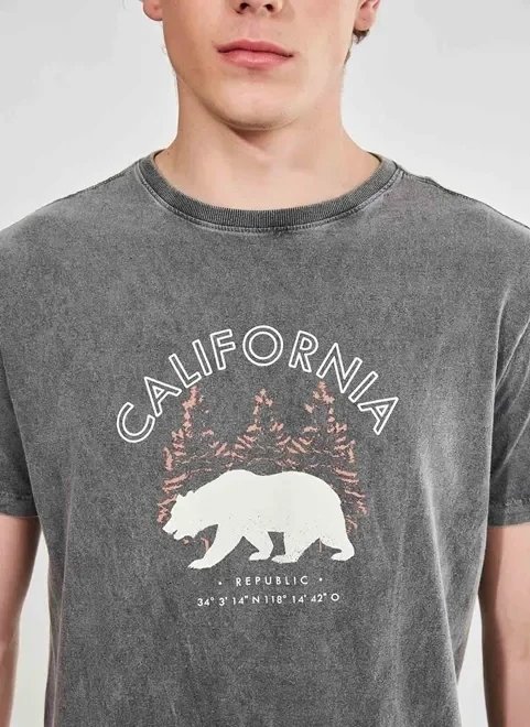 camiseta manga curta marmorizada urso california camiseta manga curta marmorizada urso california