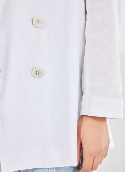 blazer alongado off-white com linho blazer alongado off-white com linho