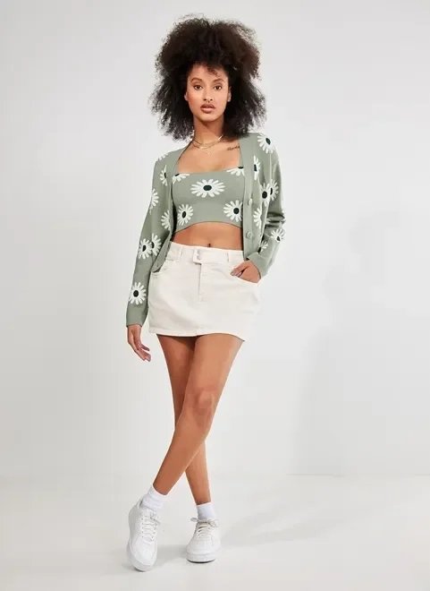 cardigan verde seco margaridas cardigan verde seco margaridas