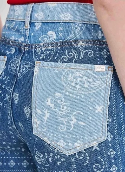 calça mom jeans estampa paisley calça mom jeans estampa paisley