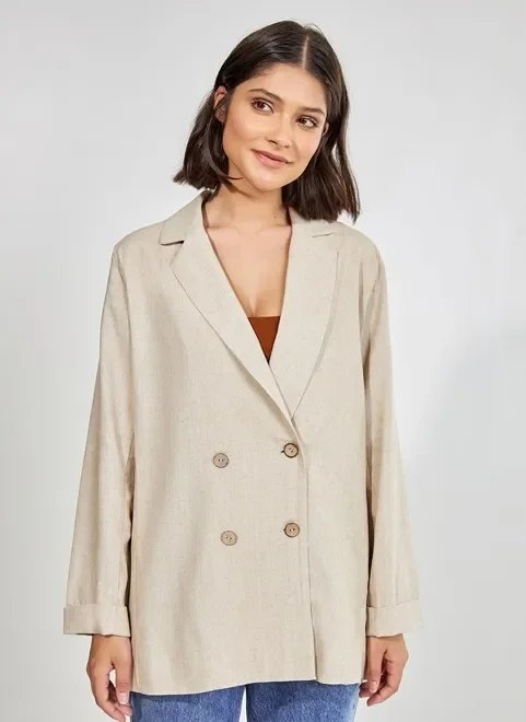 blazer alongado em linho blazer alongado em linho