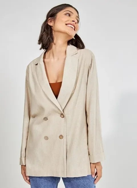 blazer alongado em linho blazer alongado em linho