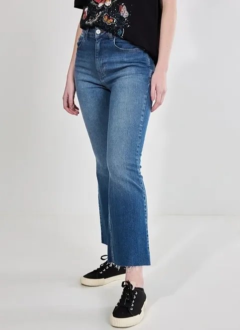 calça jeans flare barra cortada calça jeans flare barra cortada