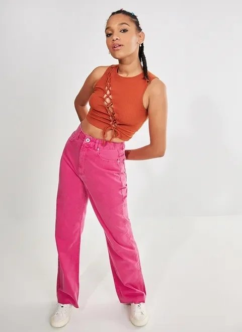 calça reta over rosa chromacore calça reta over rosa chromacore