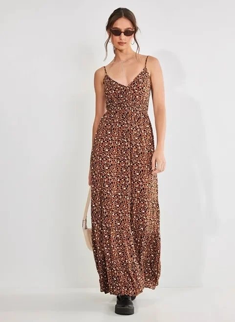 vestido longo animal print vestido longo animal print