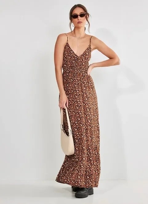 vestido longo animal print vestido longo animal print