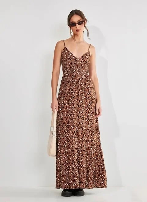 vestido longo animal print vestido longo animal print