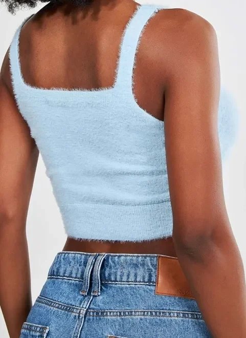 top de pelinhos azul claro top de pelinhos azul claro