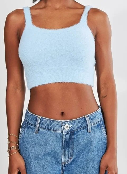 top de pelinhos azul claro top de pelinhos azul claro