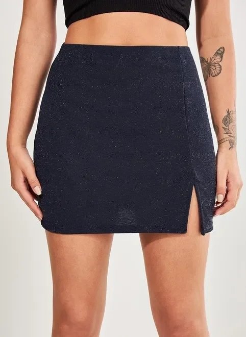 saia brilhosa azul marinho saia brilhosa azul marinho