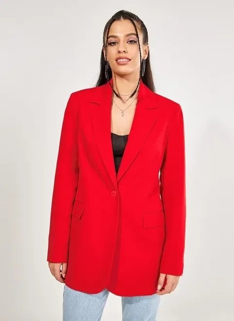 blazer alongado vermelho blazer alongado vermelho