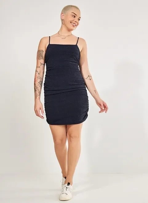 vestido azul marinho de lurex brilhoso vestido azul marinho de lurex brilhoso