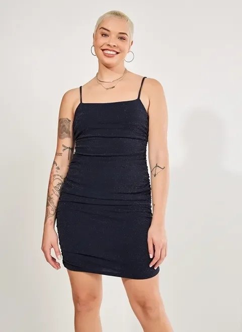 vestido azul marinho de lurex brilhoso vestido azul marinho de lurex brilhoso