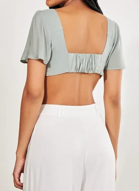 cropped com torção verde seco cropped com torção verde seco