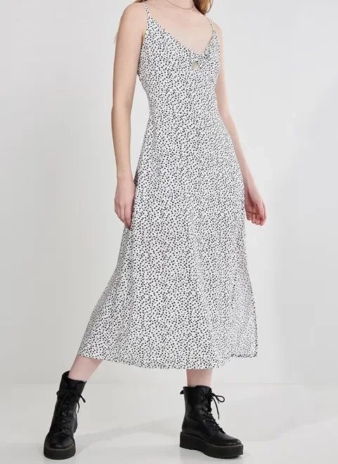 vestido midi off-white com mini corações vestido midi off-white com mini corações