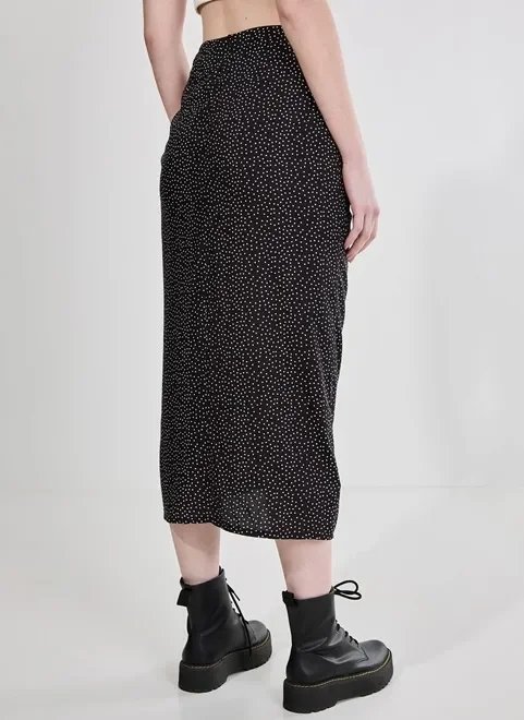 saia midi com amarração preta poá saia midi com amarração preta poá