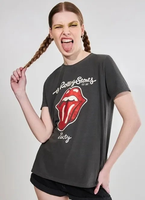 camiseta preta lavada rolling stones camiseta preta lavada rolling stones