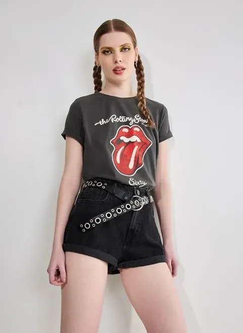 camiseta preta lavada rolling stones camiseta preta lavada rolling stones