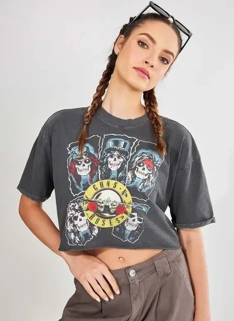 camiseta cropped guns n' roses camiseta cropped guns n' roses