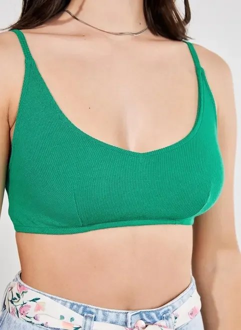 top em malha canelada verde top em malha canelada verde