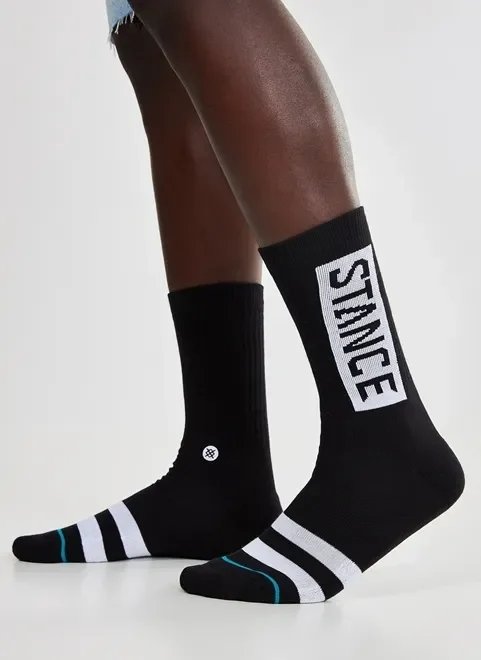 meia stance preta com logo meia stance preta com logo