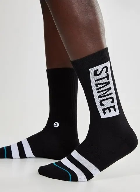 meia stance preta com logo meia stance preta com logo