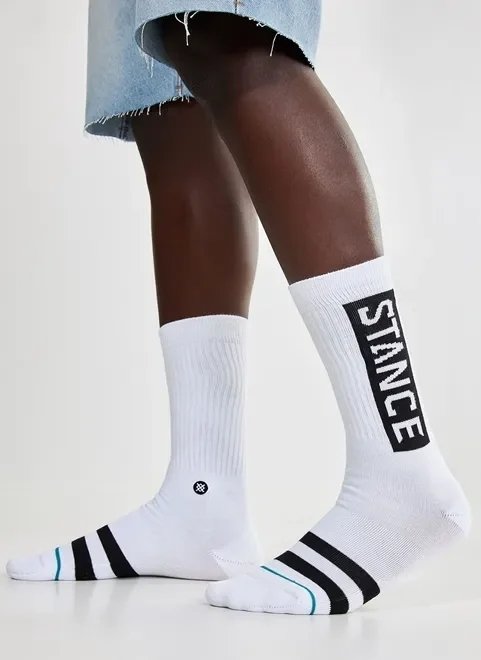 meia stance branca com logo meia stance branca com logo