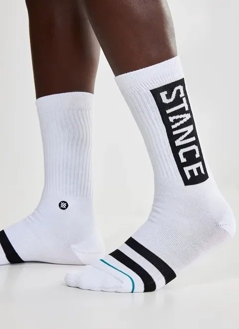 meia stance branca com logo meia stance branca com logo