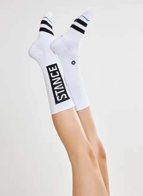 meia stance branca com logo meia stance branca com logo