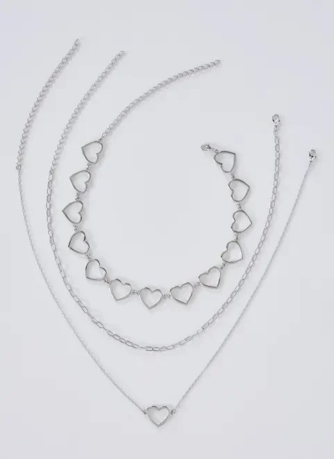 kit 3 colares chocker corações kit 3 colares chocker corações