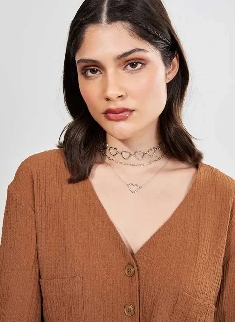 kit 3 colares chocker corações kit 3 colares chocker corações