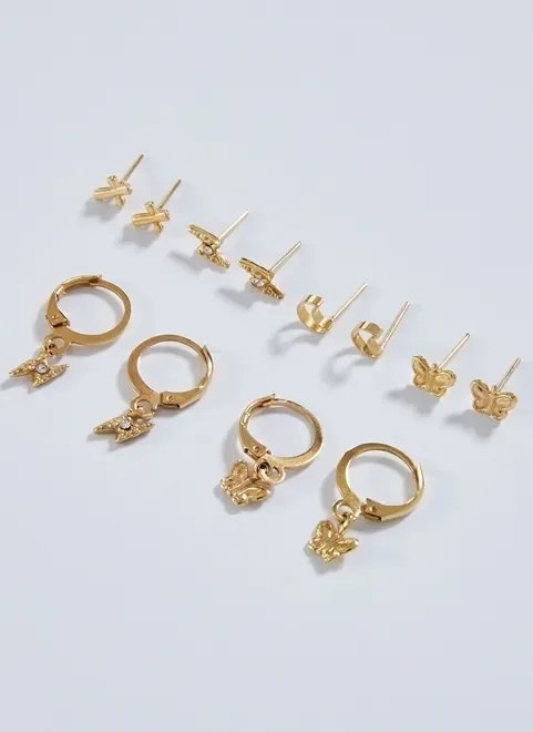 kit com 6 brincos dourados kit com 6 brincos dourados