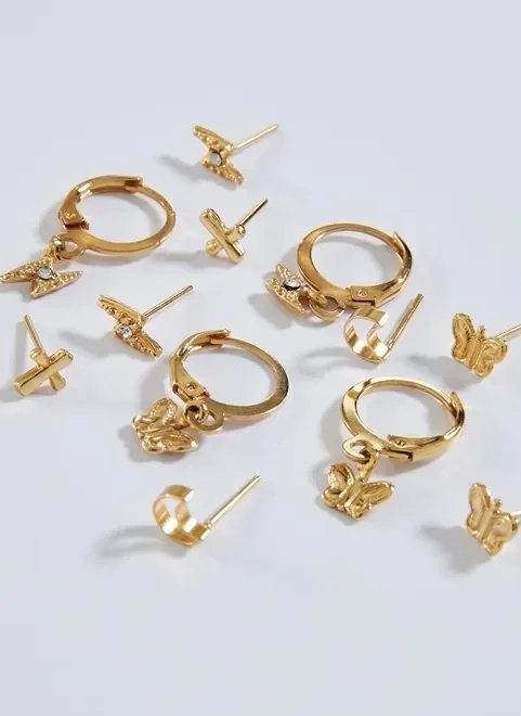 kit com 6 brincos dourados kit com 6 brincos dourados