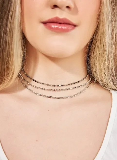 kit chokers de strass e corrente kit chokers de strass e corrente