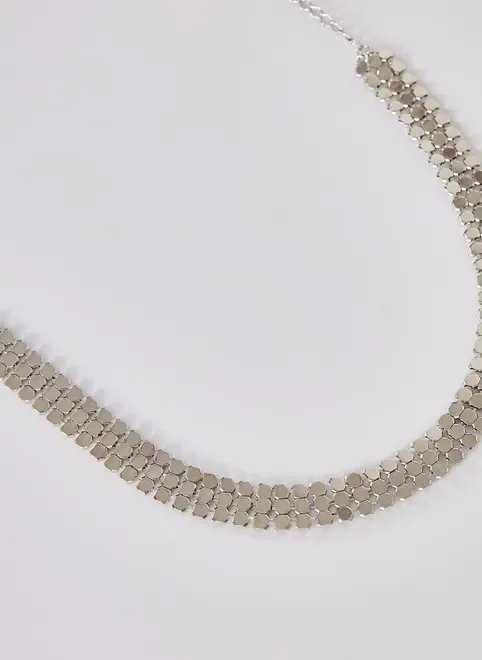 choker de malha prateada choker de malha prateada