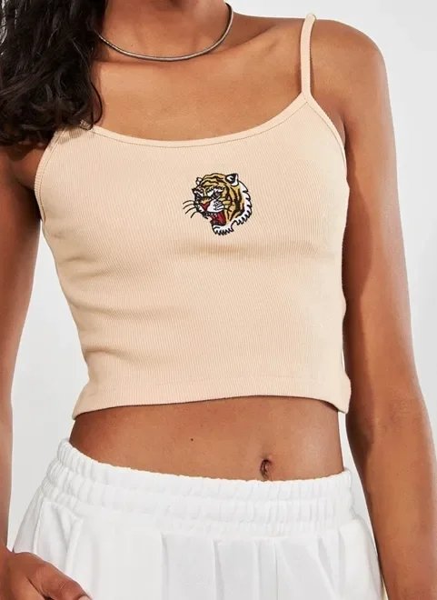 blusa de alcinha com tigre bordado blusa de alcinha com tigre bordado