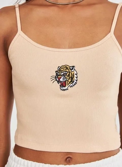blusa de alcinha com tigre bordado blusa de alcinha com tigre bordado