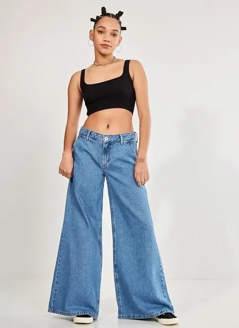 calça jeans wide leg cintura baixa calça jeans wide leg cintura baixa