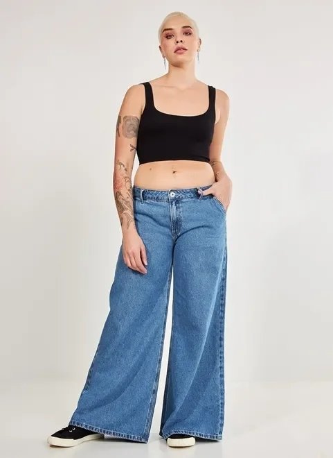 calça jeans wide leg cintura baixa calça jeans wide leg cintura baixa